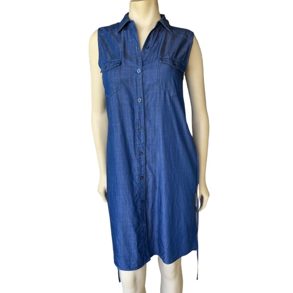 Simply Vera Wang Womens M Denim Button Front Dress